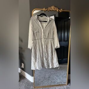 Anthropologie Striped Long Sleeve Dress in Black and White